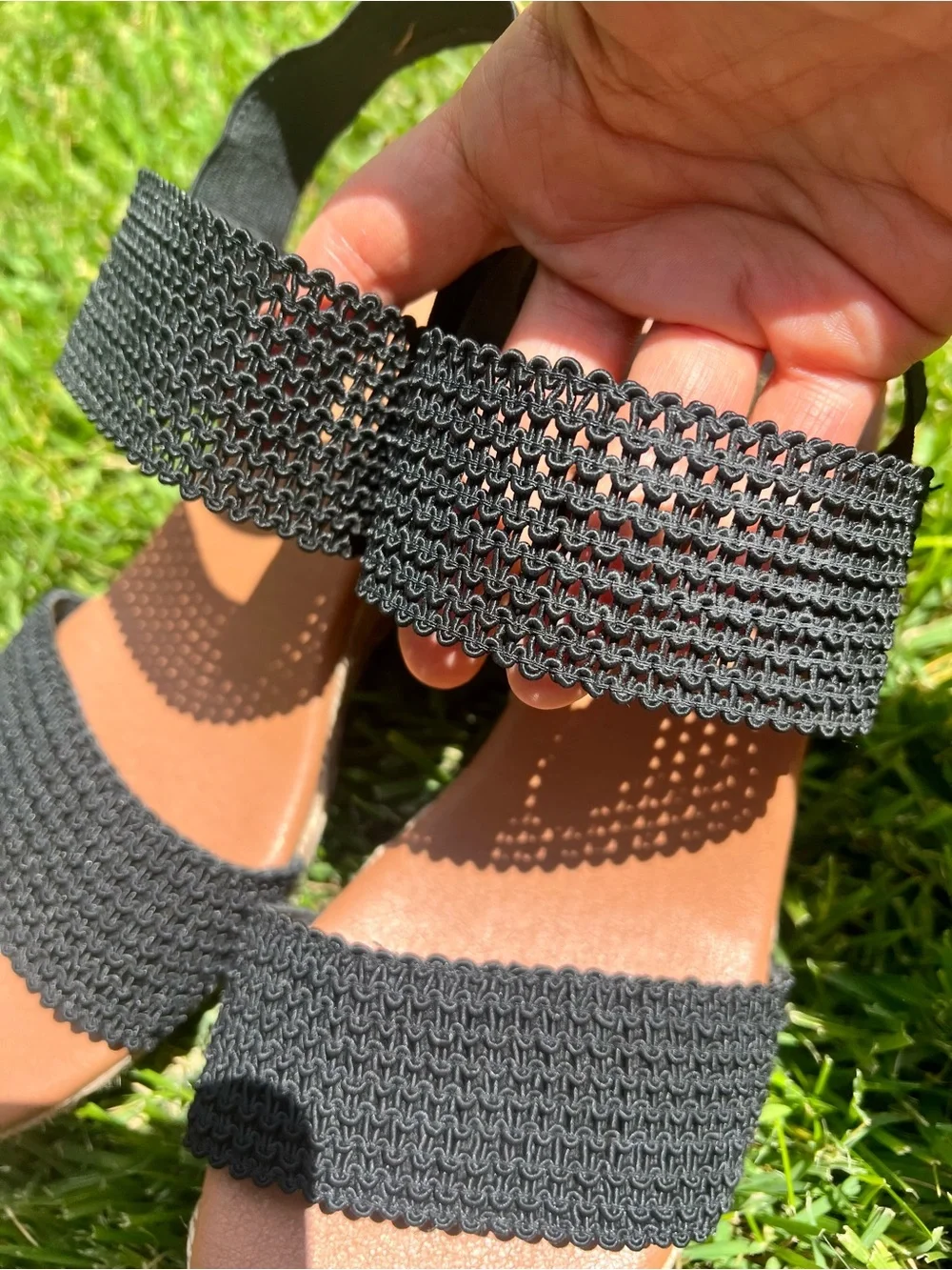 Tommy Bahama Espadrilles Black Mesh Wedges Beachy Coastal 9 Preppy Boho